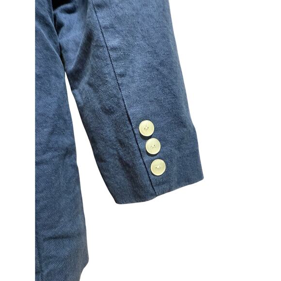 Vintage GAP Men's Blazer - Linen & Cotton Blend - Blue - Picture 6 of 7